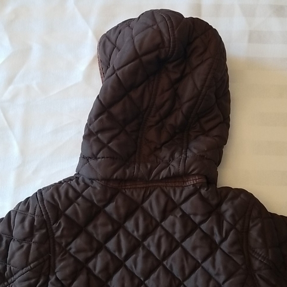 GAP Toddler Girl Brown Quilted Jacket with Removable Hood 3T - Picture 13 of 15
